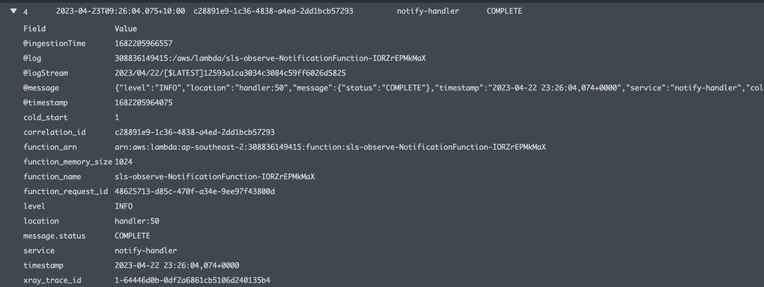 Image showing how structured logs look